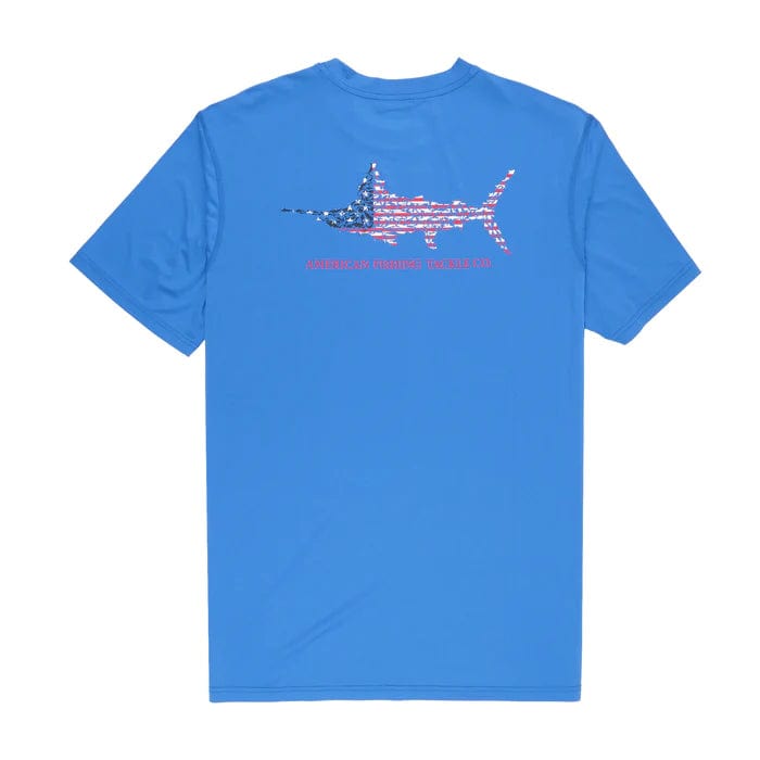 Load image into Gallery viewer, Moulting Craw / SM Aftco Jigfish UVX Americana Shortsleeve Performance Shirt - Men&#39;s Aftco
