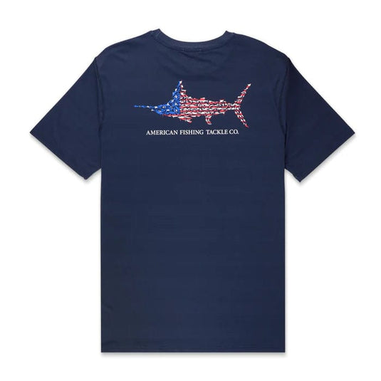 Naval / MED Aftco Jigfish UVX Americana Shortsleeve Performance Shirt - Men's Aftco