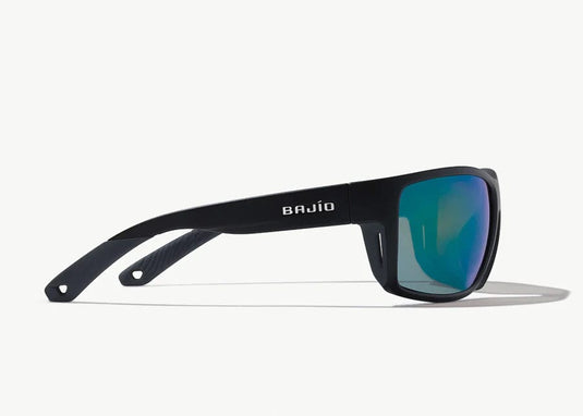 Black Matte w/Green Mirror Glass Lens Bajio Bales Beach Polarized Sunglasses in Black Matte BAJIO