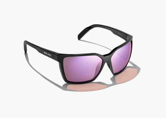 Black Gloss w/Rose Mirror Glass Lens Bajio Eldora Polarized Sunglasses in Black Gloss BAJIO