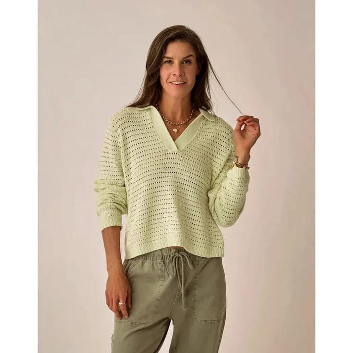 Load image into Gallery viewer, Honeydew / SM Carve Designs Women's Morgan Polo Sweater Carve Designs Women's Morgan Polo Sweater Carve Designs