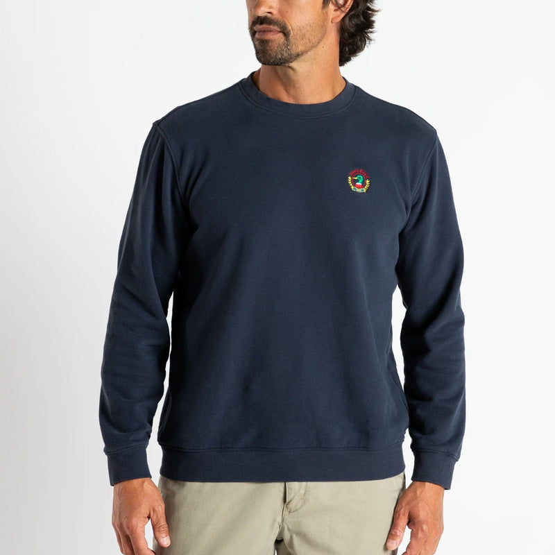 Load image into Gallery viewer, Navy / MED Duck Head Embroidered Crest Crewneck Pullover - Men&#39;s Duck Head
