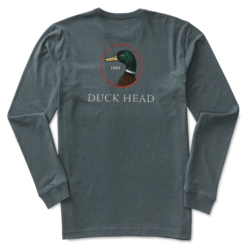 Load image into Gallery viewer, Stormy Blue Heather / SM Duck Head Logo Long Sleeve T-Shirt - Men's Duck Head