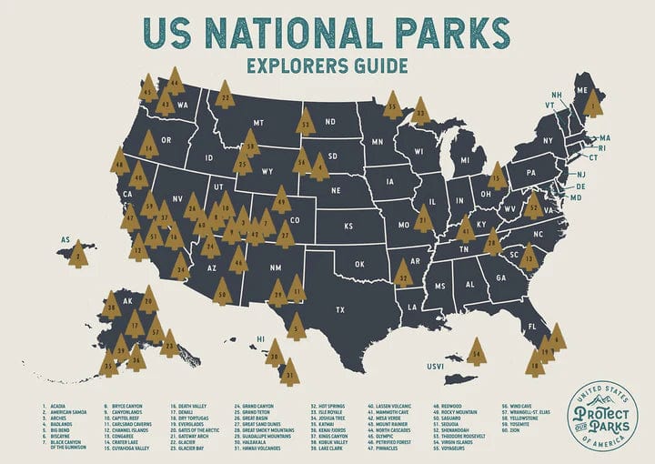 Load image into Gallery viewer, BEIGE Epic Adventure Maps National Parks Scratch Off Map Epic Adventure Maps

