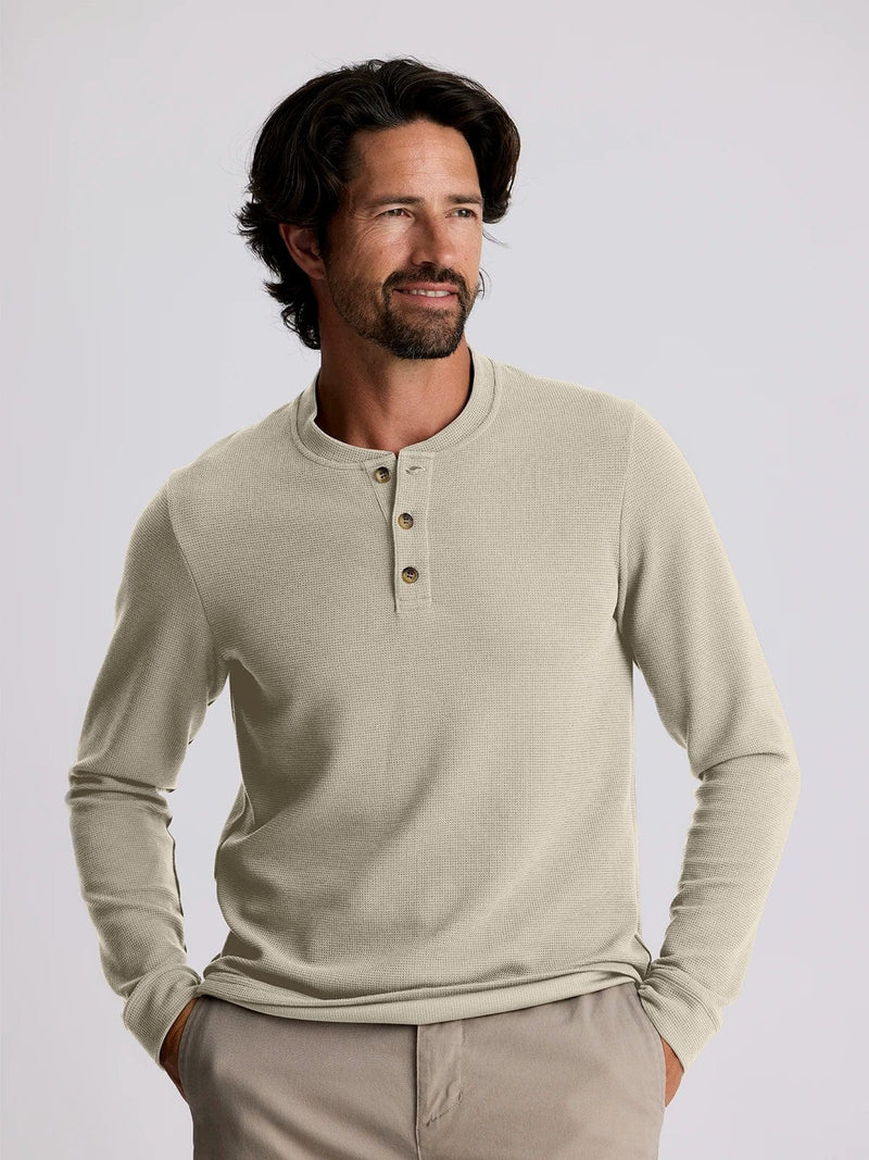 Load image into Gallery viewer, Sandstone / SM Free Fly Waffle Longsleeve Henley - Men's Free Fly