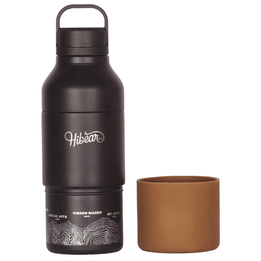 Black/Tan Hibear Night Hike - 32 oz All-Day Adventure Flask Hibear