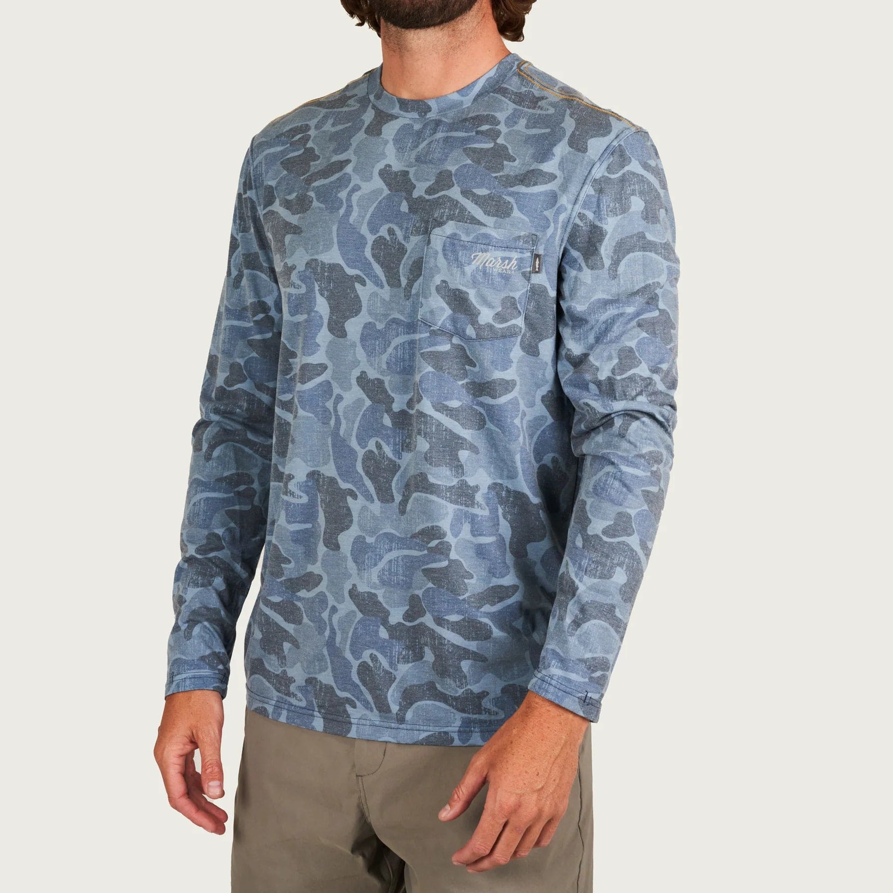 Men's Camo Performance Long Sleeve, Blue