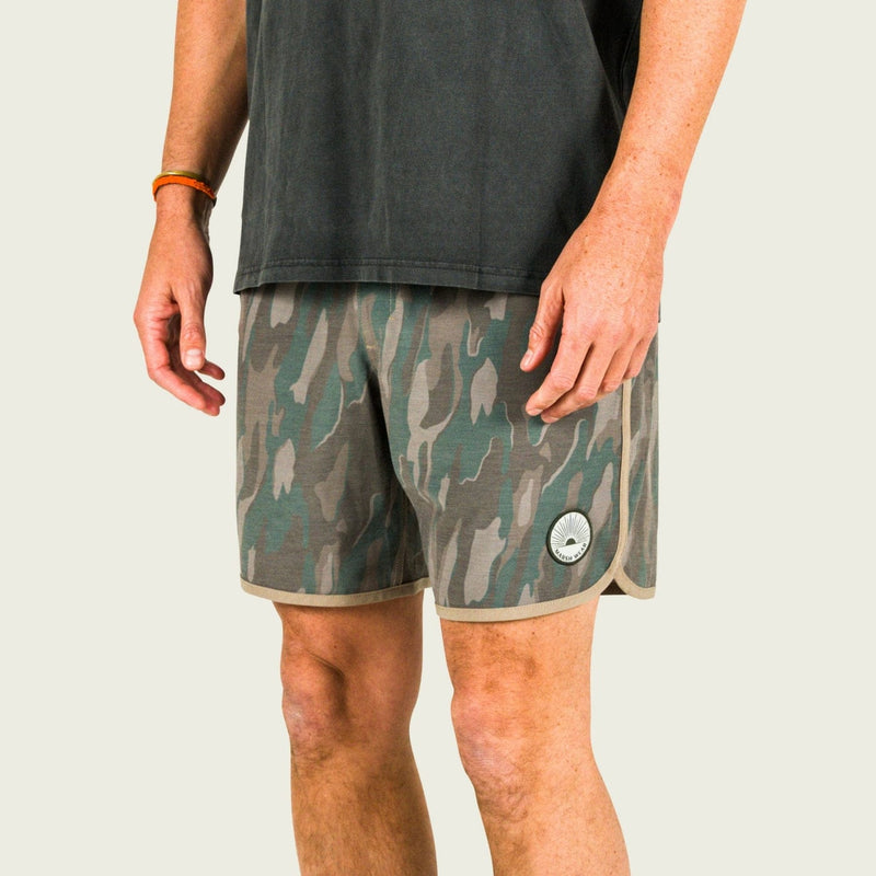 Load image into Gallery viewer, Marsh Wear Men's SurfStride Shorts in Thyme Lowland Camo Marsh Wear Men's SurfStride Shorts in Thyme Lowland Camo Marsh Wear