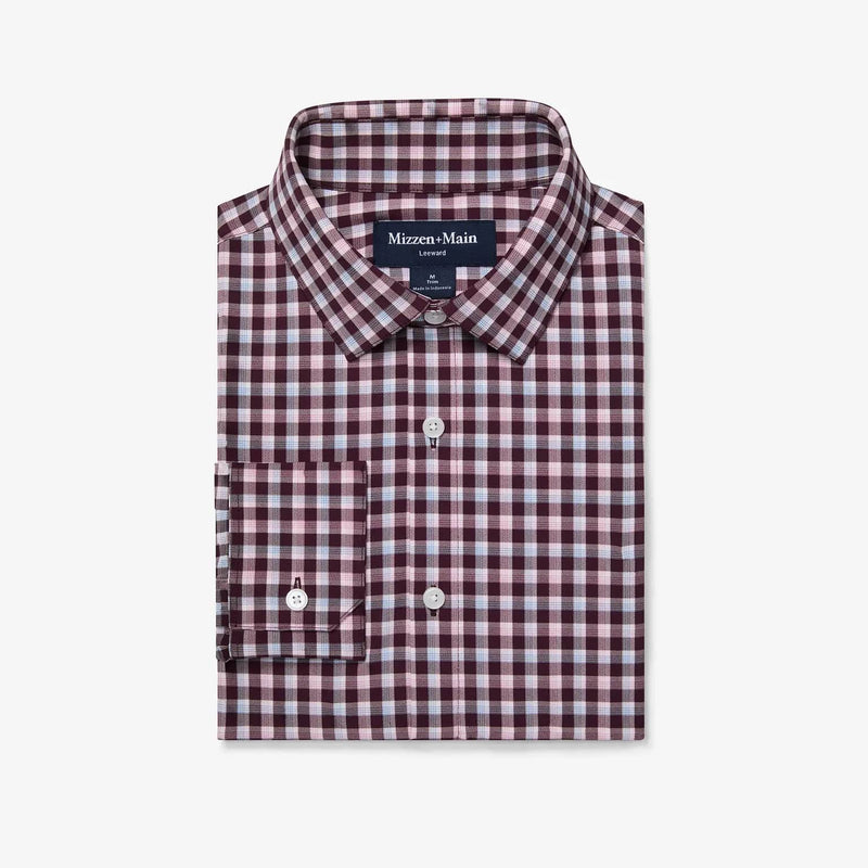 Load image into Gallery viewer, Wine Todos Plaid / MED Mizzen + Main Leeward Longlseeve Dress Shirt - Men's Mizzen + Main