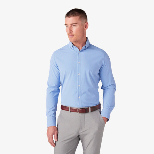 Cobalt Stratford Check / MED Mizzen + Main Leeward Longsleeve Dress Shirt - Men's Mizzen + Main