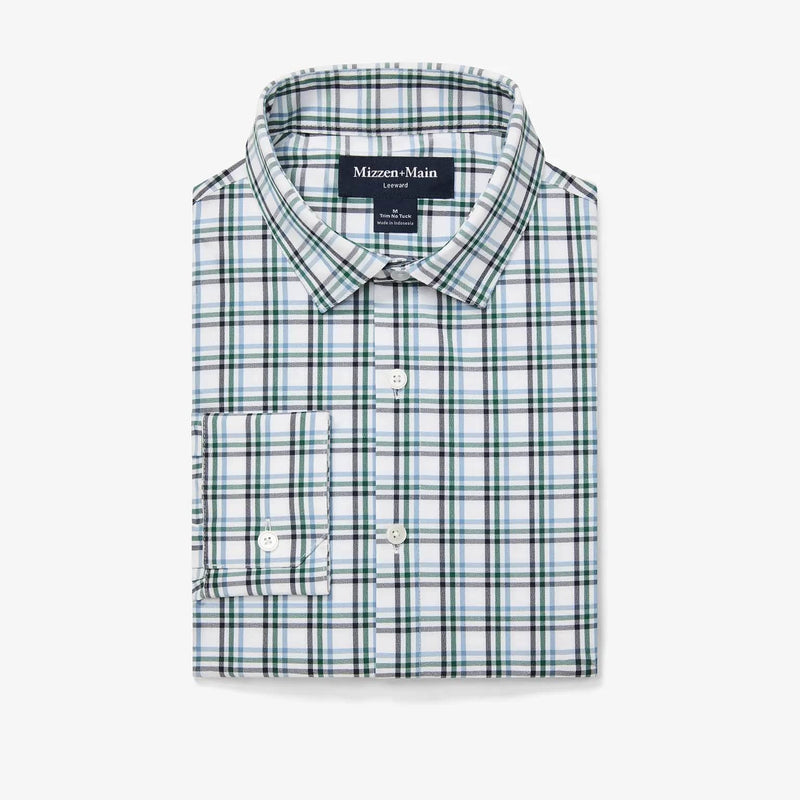 Load image into Gallery viewer, White Noah Plaid / MED Mizzen + Main Leeward No Tuck Longsleeve Dress Shirt - Men's Mizzen + Main