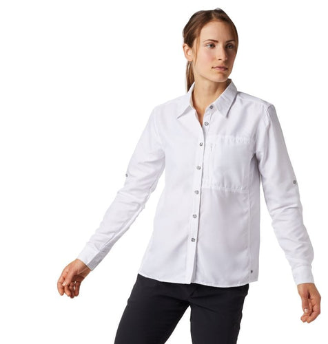 White / MED Mountain Hardwear Canyon Longsleeve Shirt - Women's Mountain Hardwear