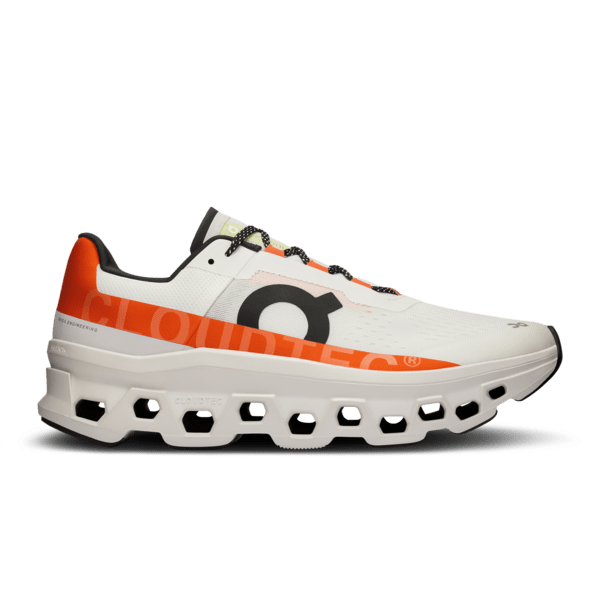 On Cloudmonster in Undyed-White | Flame - Women's
