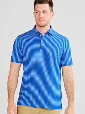 Load image into Gallery viewer, Galactic Blue Heather/Aloe Heather / MED Tasc Cloud Golf Polo Brookline Stripe - Men's Tasc