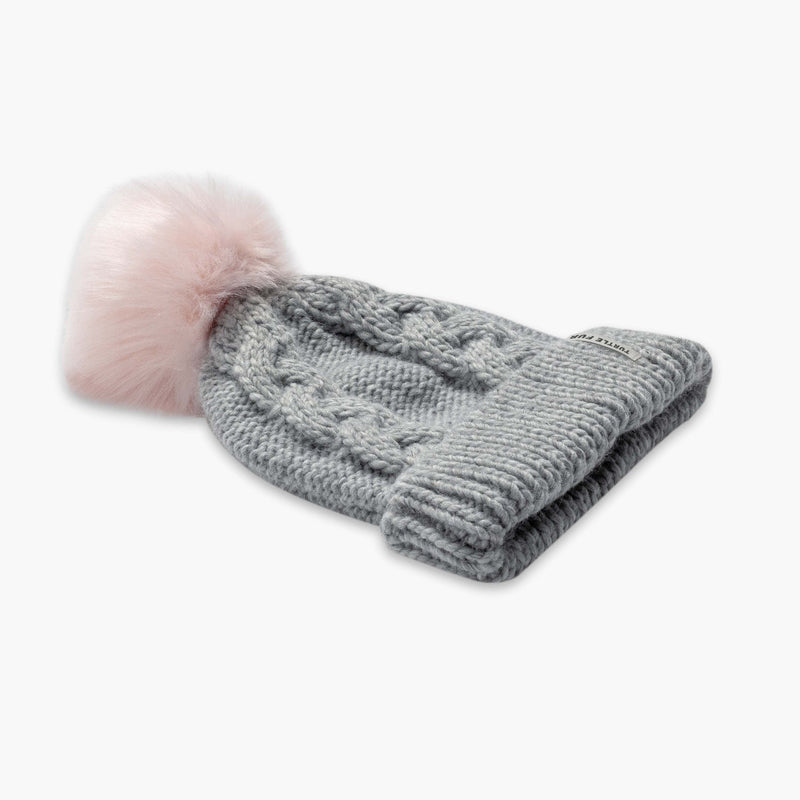 Load image into Gallery viewer, Smoke Turtle Fur Lizzy Faux Fur Pom Beanie - Youth Turtle Fur