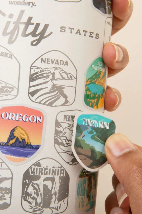 Load image into Gallery viewer, Cream / 32oz Wondery Fifty States Bucket List Water Bottle Wondery Fifty States Bucket List Water Bottle Wondery