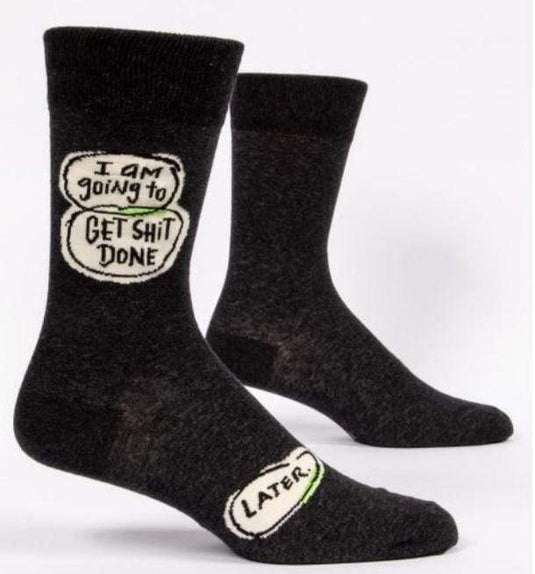 One Size Blue Q Men's "Get Sh*t Done" Crew Socks Blue Q