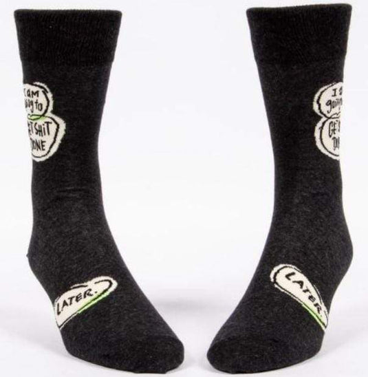 One Size Blue Q Men's "Get Sh*t Done" Crew Socks Blue Q