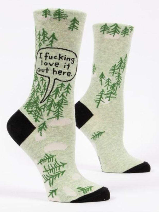 One Size Blue Q Men's "I F**king Love It Out Here!" Crew Socks Blue Q