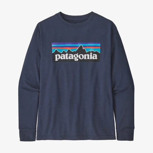 P-6 Logo: New Navy / Youth SM Patagonia Long-Sleeved Regenerative Organic Certified Cotton Graphic T-Shirt - Kid's PATAGONIA INC