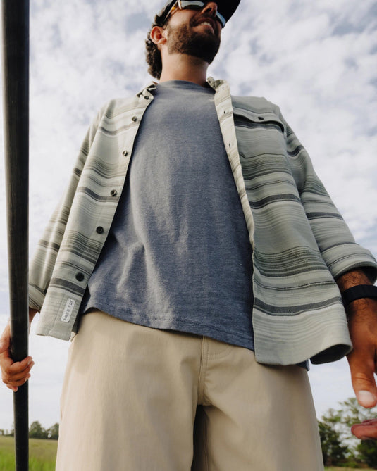 Free Fly Men's Seawool Flannel Shirt in Sagebrush Stripe