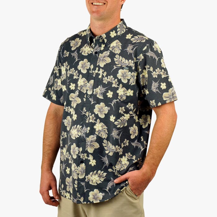 Load image into Gallery viewer, Aftco Men&#39;s Boatbar Short Sleeve Shirt in Black Aftco Men&#39;s Boatbar Short Sleeve Shirt in Black Aftco
