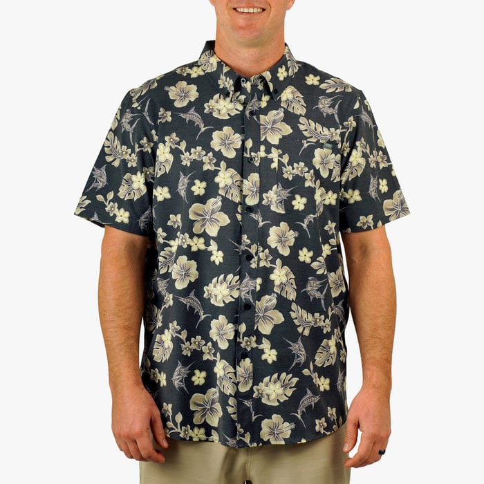 Load image into Gallery viewer, Aftco Men&#39;s Boatbar Short Sleeve Shirt in Black Aftco Men&#39;s Boatbar Short Sleeve Shirt in Black Aftco
