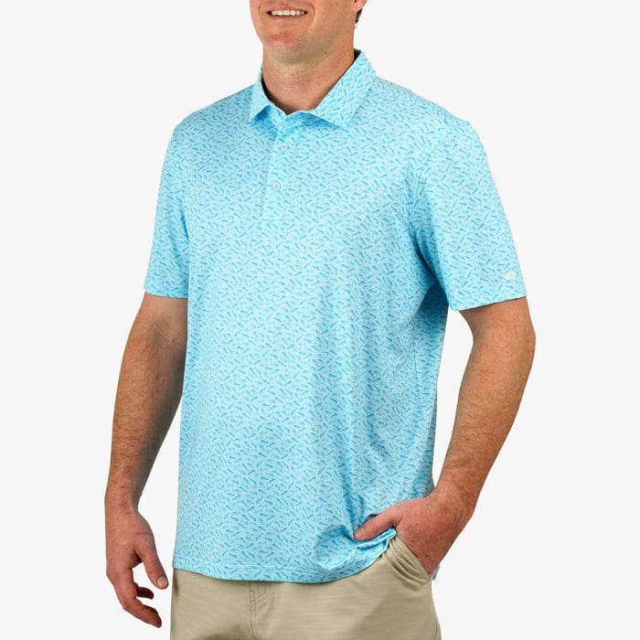 Load image into Gallery viewer, Aftco Men&#39;s Cypress Printed Short Sleeve Polo in Splish Splash Aftco Men&#39;s Cypress Printed Short Sleeve Polo in Splish Splash Aftco
