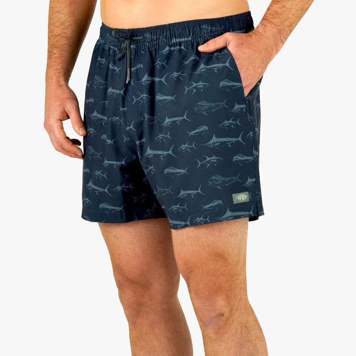 Load image into Gallery viewer, Aftco Men&#39;s Strike Swim Short Print in Deep Navy Aftco Men&#39;s Strike Swim Short Print in Deep Navy Aftco
