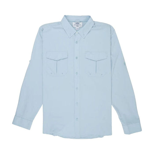 Light Blue / MED Aftco Rangle Long Sleeve Vented Button Up Fishing Shirt - Men's Aftco