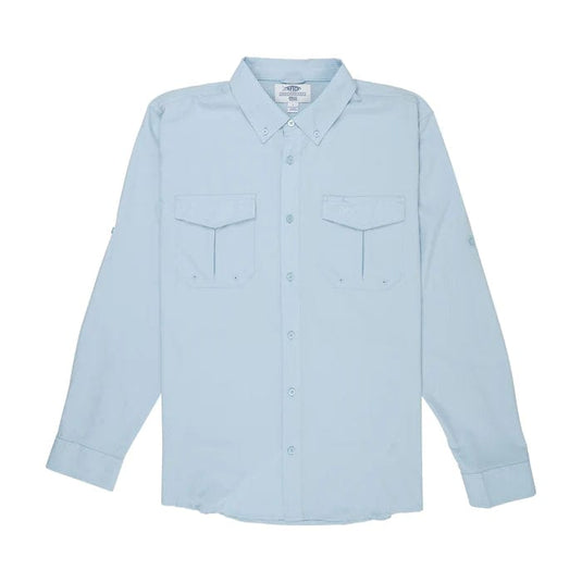 Light Blue / MED Aftco Rangle Long Sleeve Vented Button Up Fishing Shirt - Men's Aftco