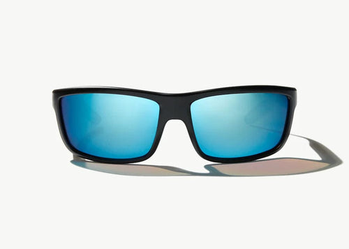 Black Matte w/Blue Mirror Glass Lens Bajio Nippers Polarized Sunglasses in Black Matte BAJIO