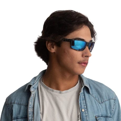 Black Matte w/Blue Mirror Glass Lens Bajio Nippers Polarized Sunglasses in Black Matte BAJIO