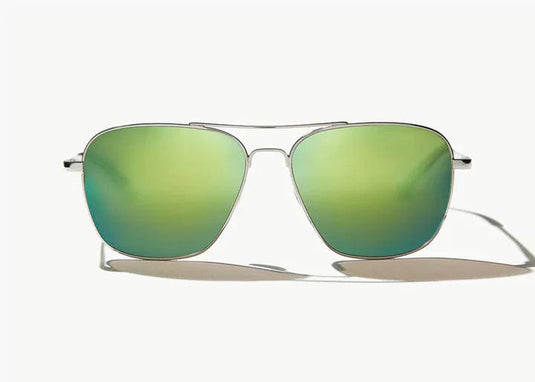 Silver Gloss w/Green Mirror Glass Lens Bajio Snipes Polarized Sunglasses in Silver Gloss BAJIO