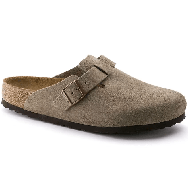 Load image into Gallery viewer, Taupe / 37 Birkenstock Boston Soft Footbed Suede Leather - Women&#39;s Birkenstock Boston Soft Footbed Suede Leather - Women&#39;s Birkenstock
