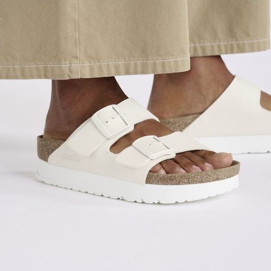 Birkenstock Women's Arizona Platform Vegan in Eggshell Birkenstock Women's Arizona Platform Vegan in Eggshell Birkenstock