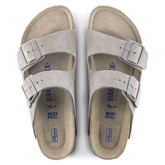 Birkenstock Women's Arizona Soft Footbed Suede in Stone Coin Birkenstock Women's Arizona Soft Footbed Suede in Stone Coin Birkenstock
