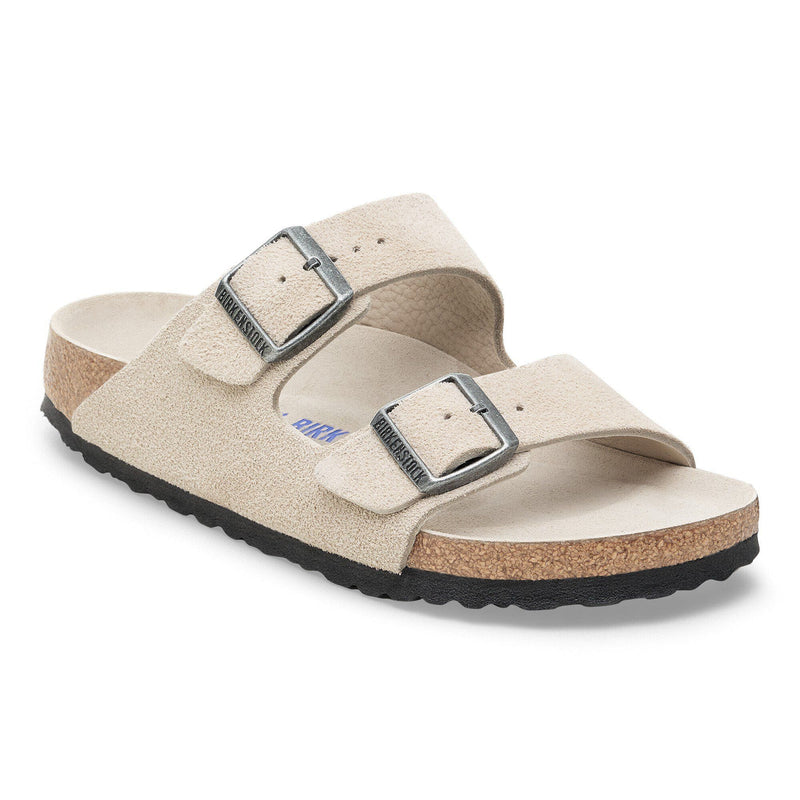 Load image into Gallery viewer, Birkenstock Women's Arizona Soft Footbed Suede Leather Oyster Tonal Birkenstock Women's Arizona Soft Footbed Suede Leather Oyster Tonal Birkenstock
