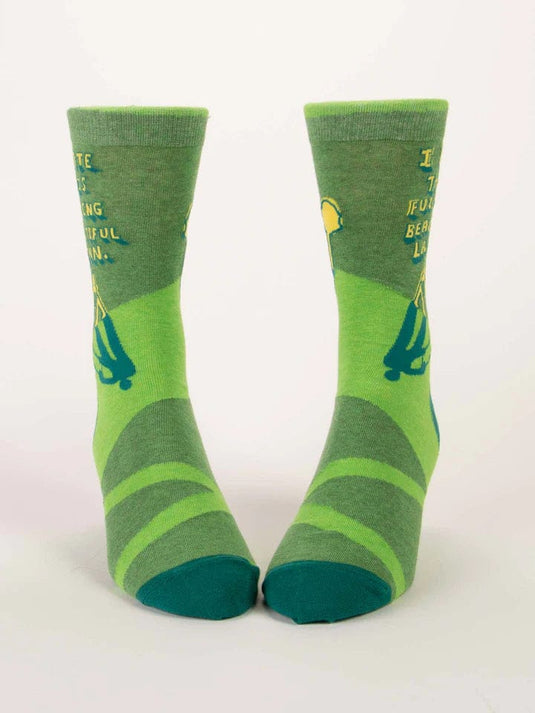 Blue Q I Hate This F**king Beautiful Lawn Crew Socks - Men's Blue Q I Hate This F**king Beautiful Lawn Crew Socks - Men's Blue Q