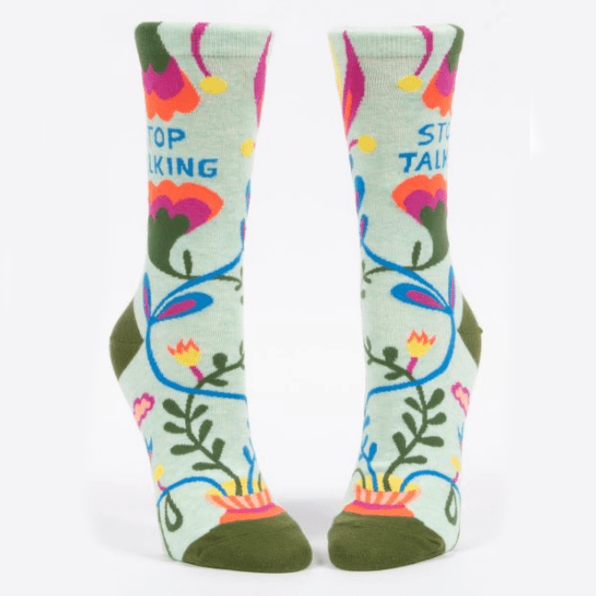 Load image into Gallery viewer, Blue Q &quot;Stop Talking&quot; Crew Socks - Women&#39;s Blue Q
