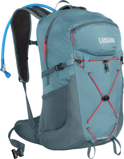 Load image into Gallery viewer, Smoke Blue/Fiery Coral / 100 oz Camelbak Fourteener 24 Hydration Pack with Crux 3L Reservoir - Women&#39;s CAMELBAK PRODUCTS INC.
