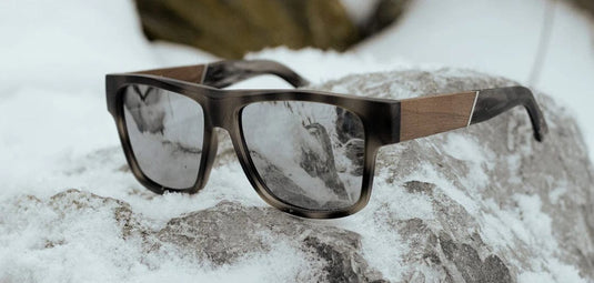 HD Plus Polarized Silver Mirror CAMP Eyewear Cliff Sunglasses Matte Pearl Grey | Walnut CAMP Eyewear