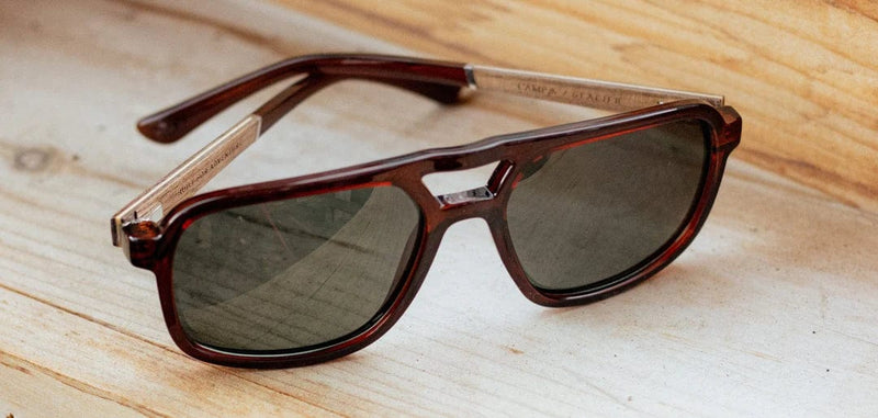 Load image into Gallery viewer, Basic Polarized G15 CAMP Eyewear Glacier Sunglasses Clay | Walnut CAMP Eyewear
