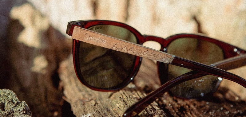 Load image into Gallery viewer, Basic Polarized G15 CAMP Eyewear Topo - Smokey Bear Edition - Clay | Walnut CAMP Eyewear
