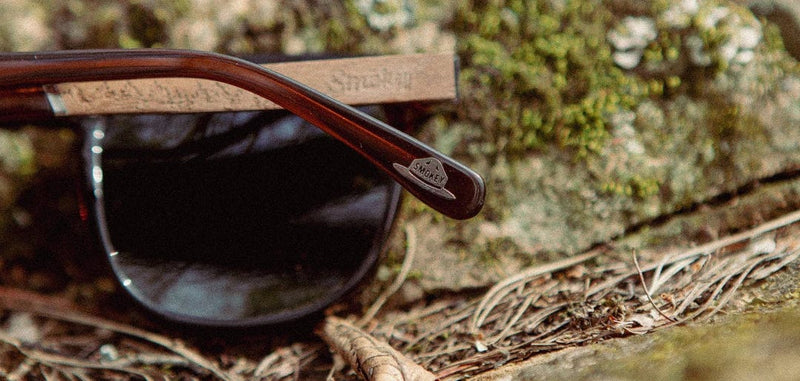 Load image into Gallery viewer, Basic Polarized G15 CAMP Eyewear Topo - Smokey Bear Edition - Clay | Walnut CAMP Eyewear
