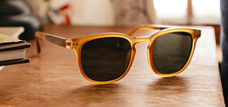 Load image into Gallery viewer, Basic Polarized G15 CAMP Eyewear Topo Sunglasses Matte Orange | Walnut CAMP Eyewear
