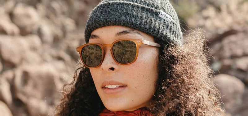 Load image into Gallery viewer, Basic Polarized G15 CAMP Eyewear Topo Sunglasses Matte Orange | Walnut CAMP Eyewear
