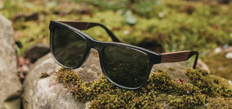 Load image into Gallery viewer, Basic Polarized G15 CAMP Eyewear Trail Sunglasses Fog | Walnut CAMP Eyewear
