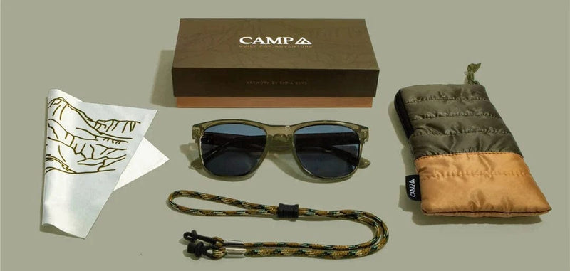 Load image into Gallery viewer, Basic Polarized Grey CAMP Eyewear Trail Sunglasses - Glacier Edition Moss | Walnut CAMP Eyewear
