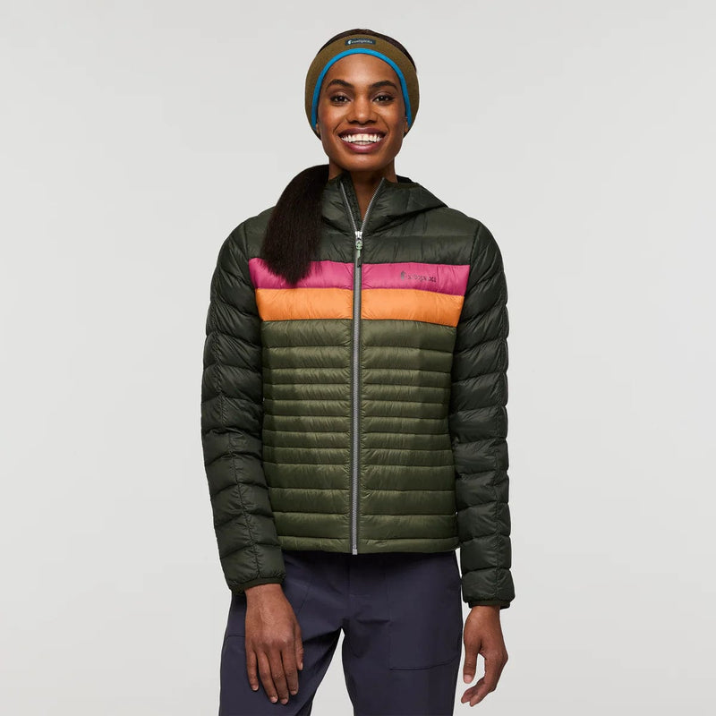 Load image into Gallery viewer, Woods/Fatigue / XS Cotopaxi Fuego Hooded Down Jacket - Women&#39;s Cotopaxi Fuego Hooded Down Jacket - Women&#39;s Cotopaxi
